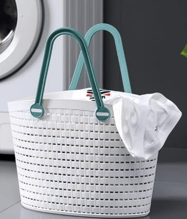 1 Piece, Plastic shopping Organizer Basket with Handles, Shower Caddy Tote Portable Storage Bins for Bathroom, Kitchen, Closet, Size: LARGE, Dimension: 41.5 * 30.5 * 20 cms, Color: White - Image 3